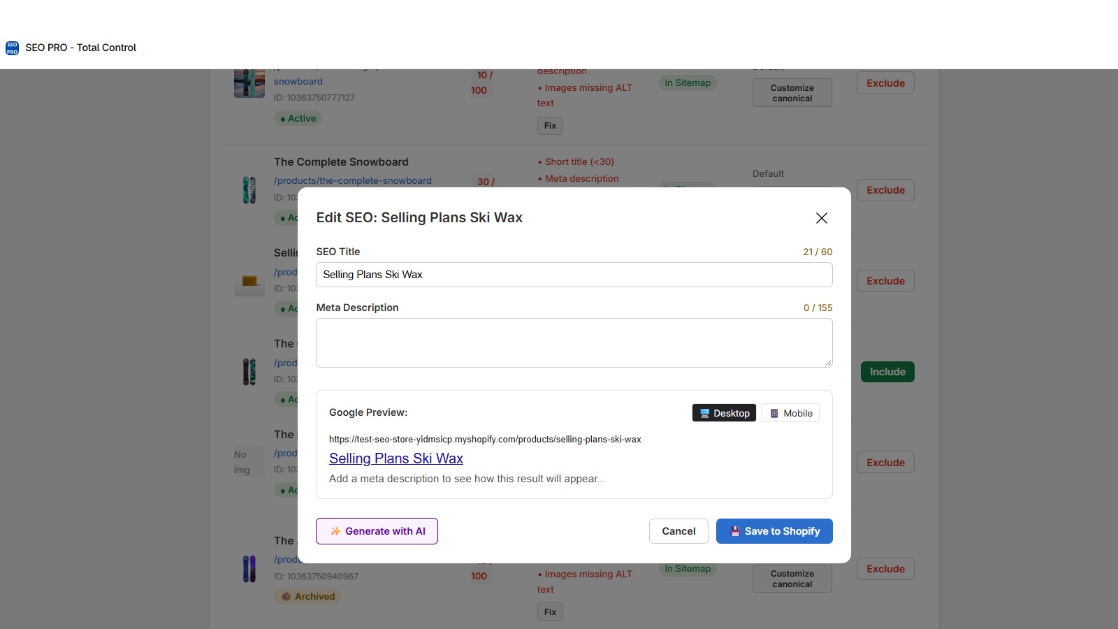 Metadata AI Generator fro Shopify